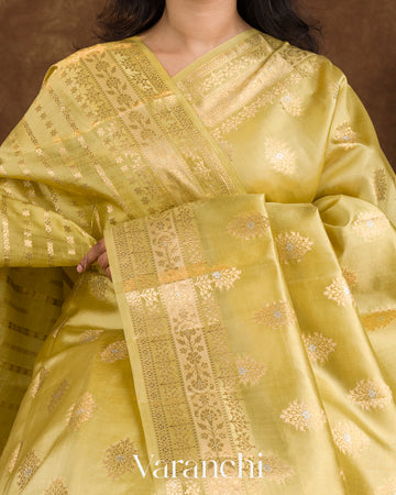 Lemon Yellow Pure Dupion Silk Saree