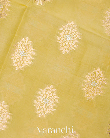 Lemon Yellow Pure Dupion Silk Saree