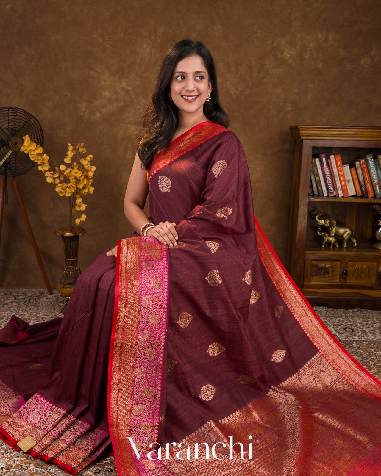 Dark Wine Pure Dupion Silk Handloom Saree