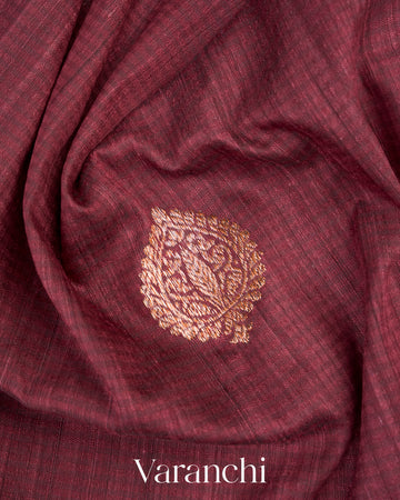 Dark Wine Pure Dupion Silk Handloom Saree