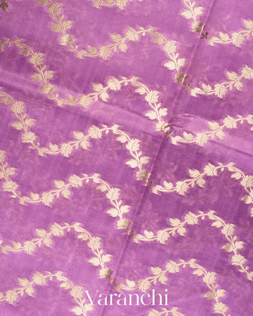 Lavender Creeper Design Pure Dupion Silk Saree