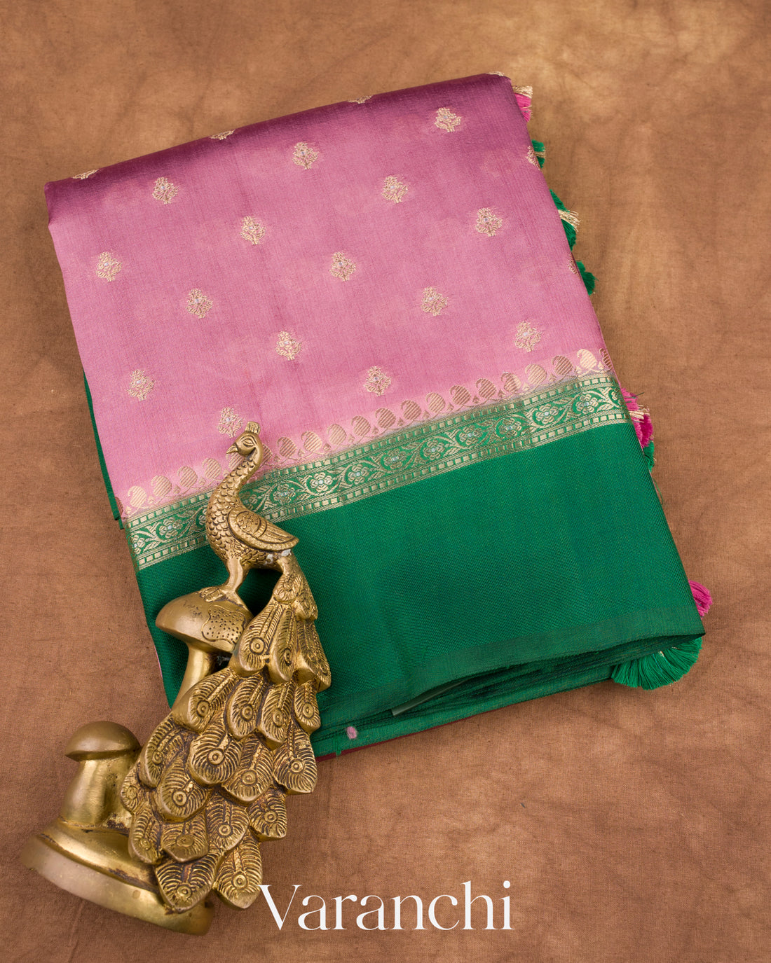 Onion Pink Pure Dupion Silk Saree