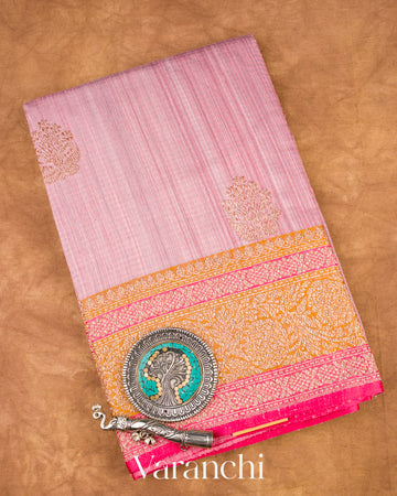 Dusty Rose Pure Dupion Silk Handloom Saree