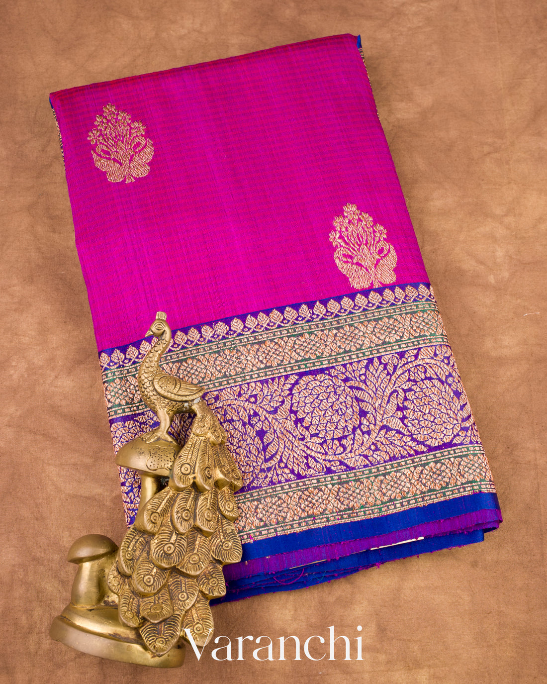 Deep Magenta Pure Dupion Silk Handloom Saree