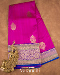 Deep Magenta Pure Dupion Silk Handloom Saree