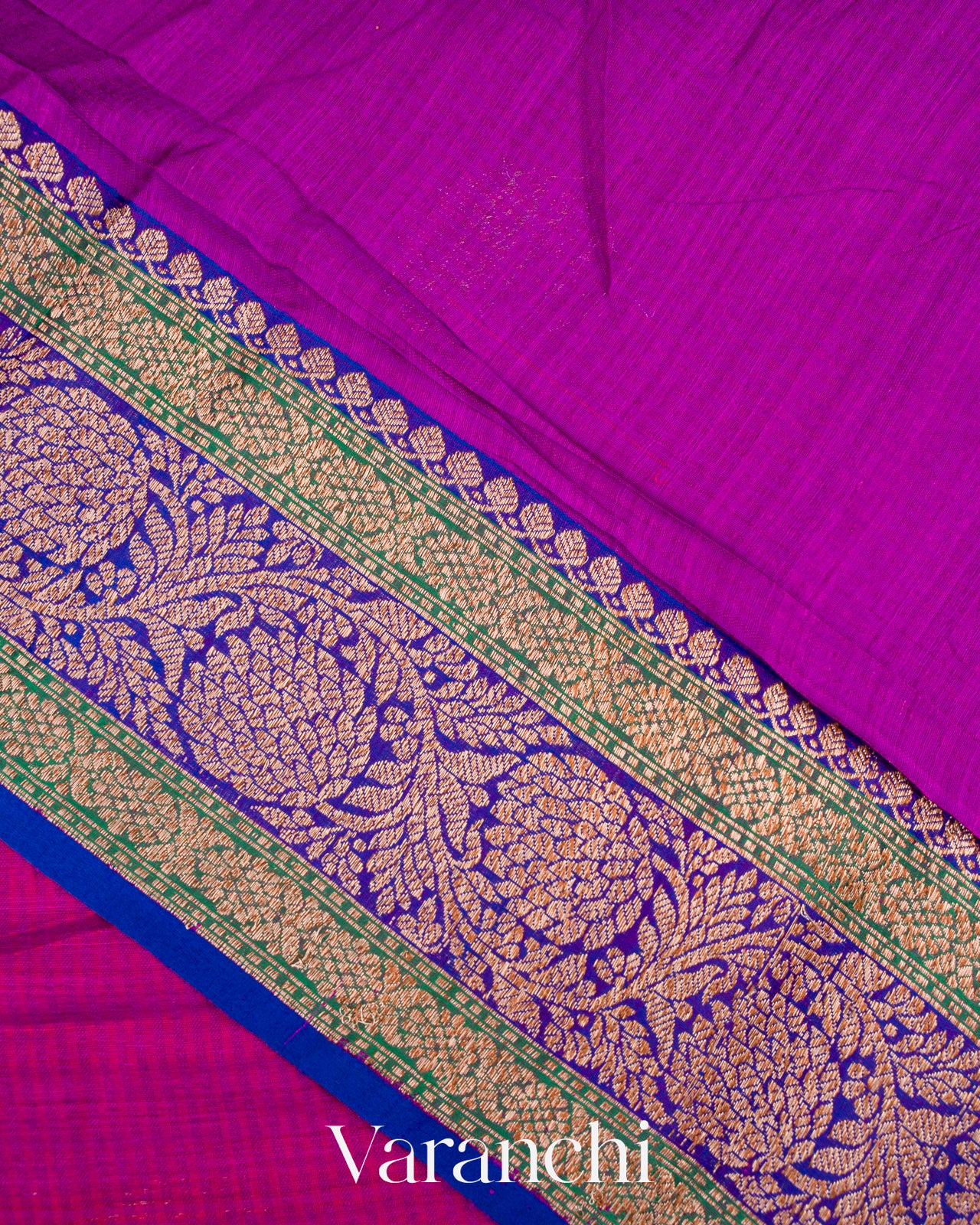Deep Magenta Pure Dupion Silk Handloom Saree