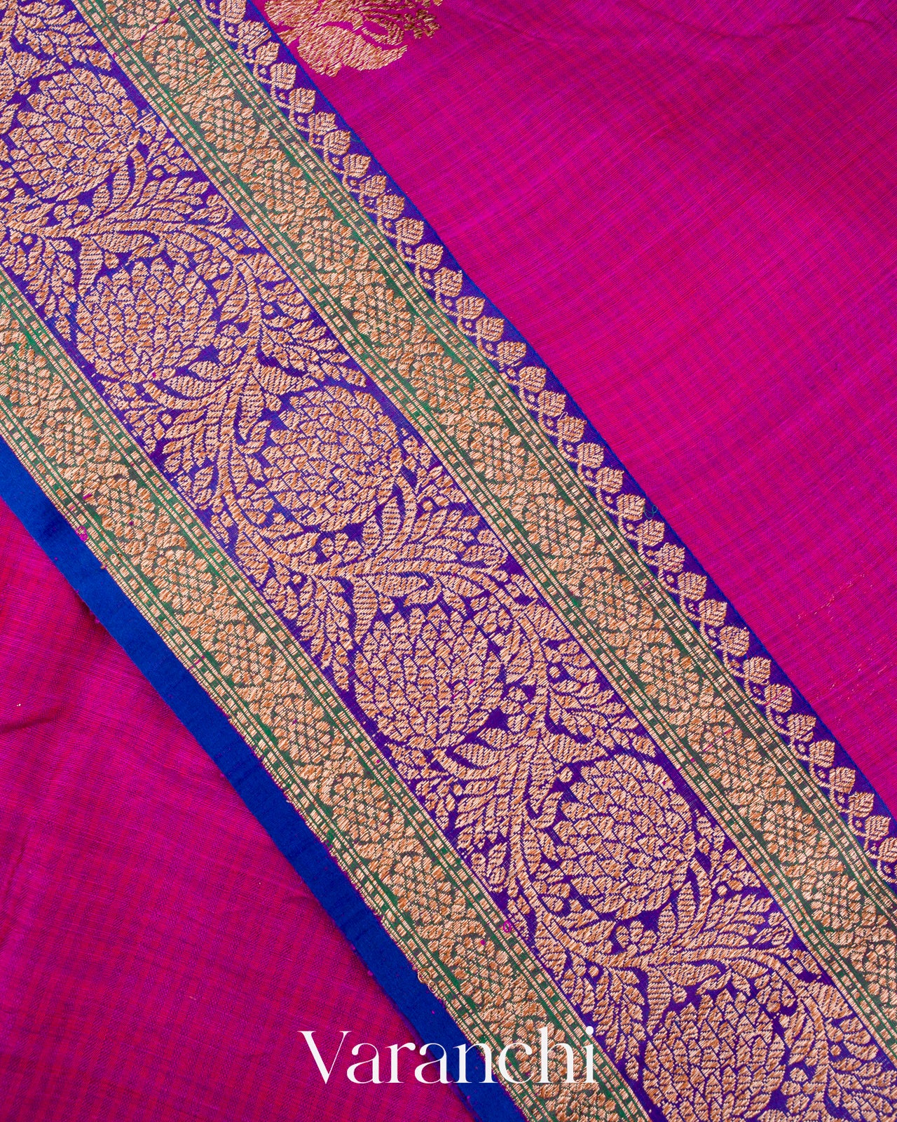 Deep Magenta Pure Dupion Silk Handloom Saree