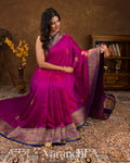Deep Magenta Pure Dupion Silk Handloom Saree