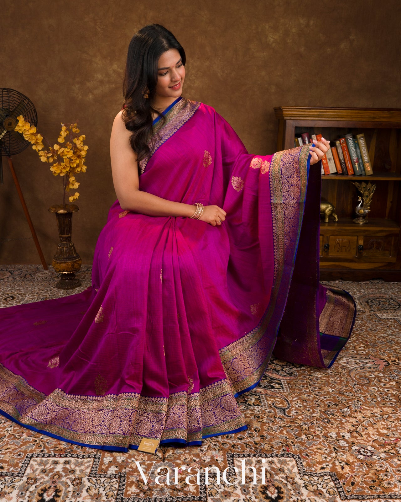 Deep Magenta Pure Dupion Silk Handloom Saree
