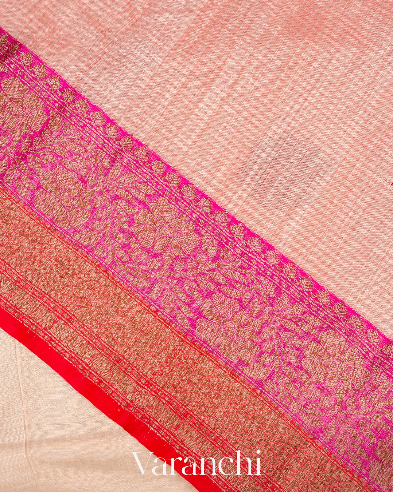 Off White Pure Dupion Silk Handloom Saree