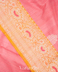 Coral Pink Pure Dupion Silk Handloom Saree