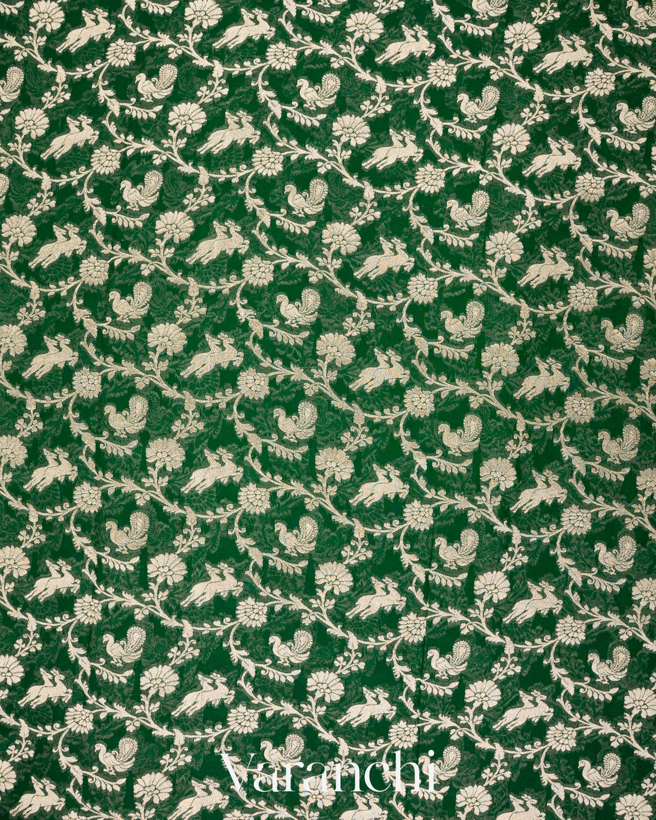 Bottle Green Shikargah Pure Georgette Silk Saree