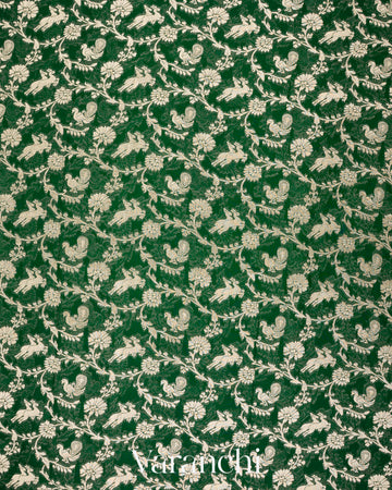 Bottle Green Shikargah Pure Georgette Silk Saree