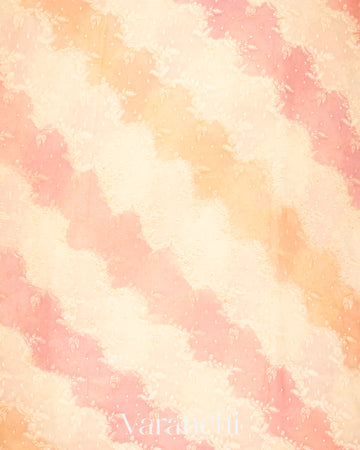 Baby Pink Tricolour Pure Khaddi Georgette Silk Handloom Saree