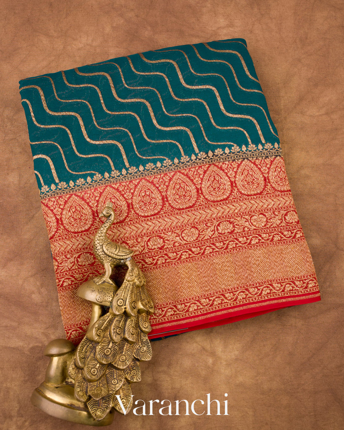 Ink Blue Pure Georgette Silk Handloom Saree