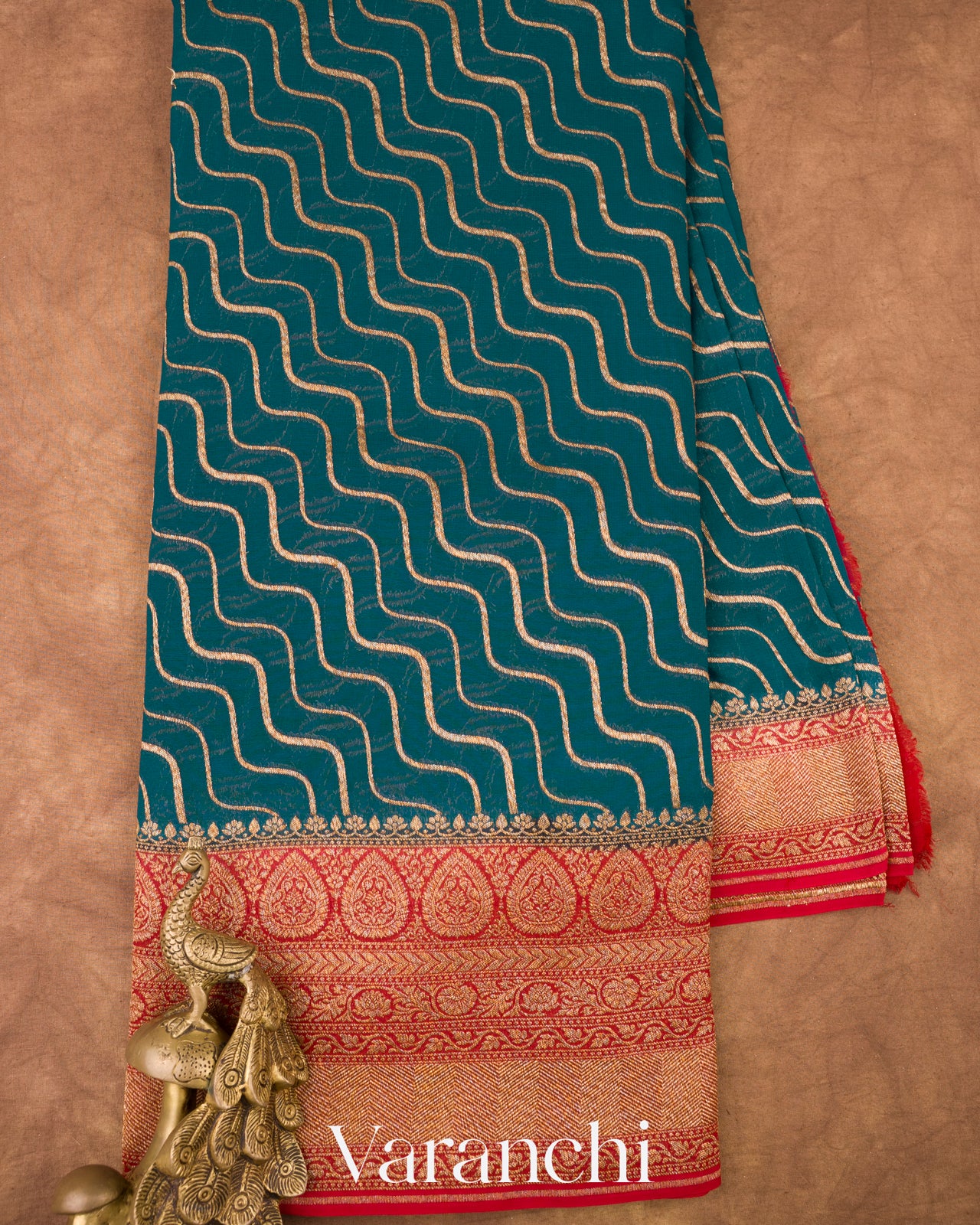 Ink Blue Pure Georgette Silk Handloom Saree
