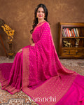 Rani Pink Pure Georgette Silk Handloom Saree