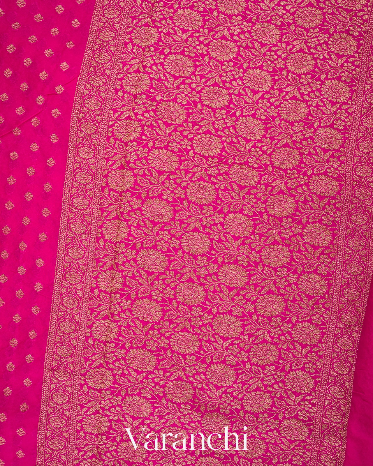 Rani Pink Pure Georgette Silk Handloom Saree