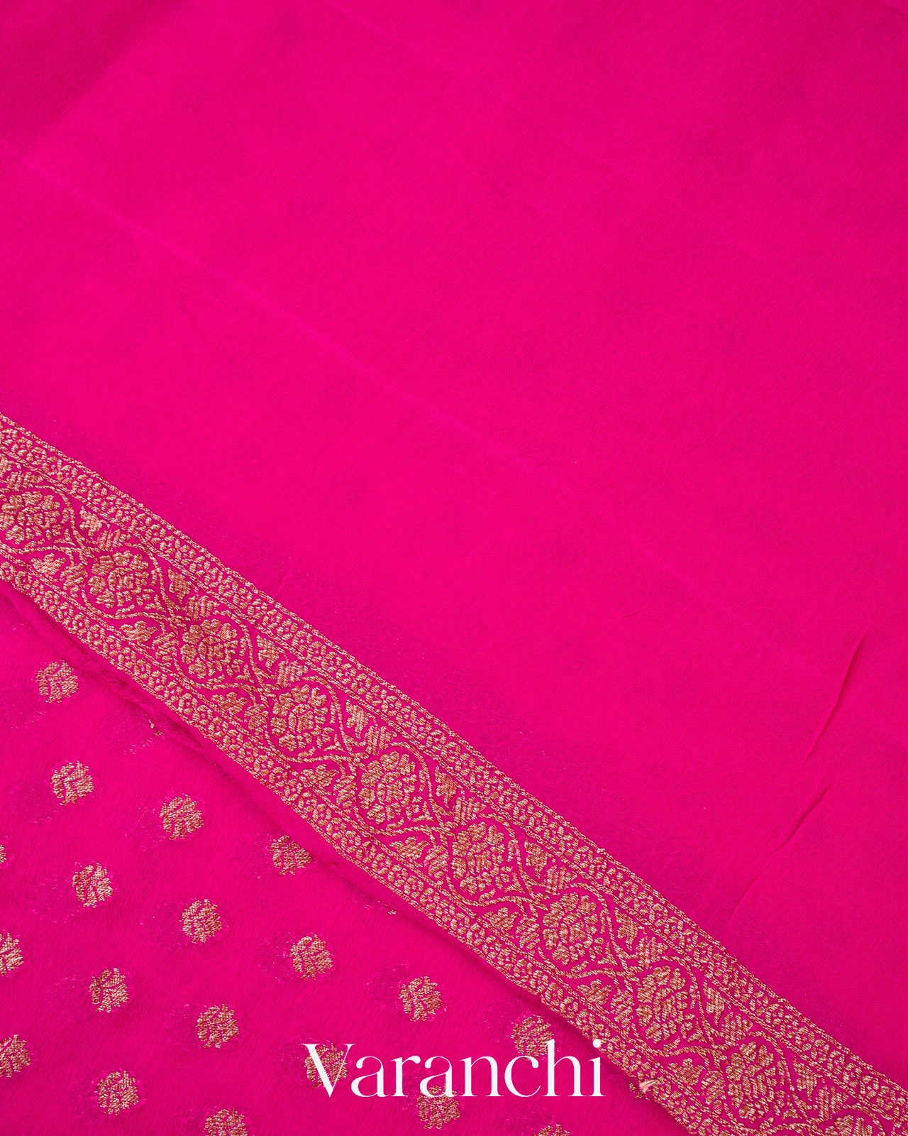 Rani Pink Pure Georgette Silk Handloom Saree