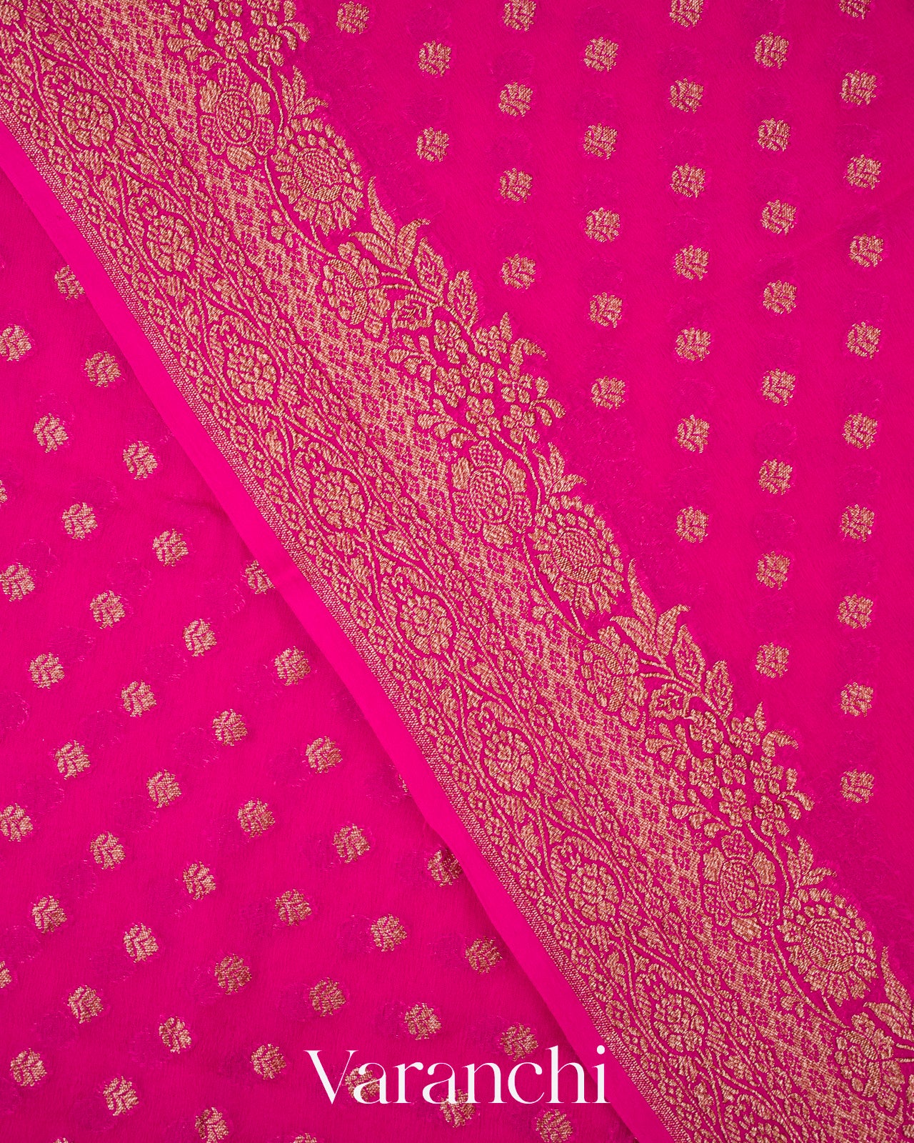 Rani Pink Pure Georgette Silk Handloom Saree
