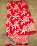 Bright Red Pure Khaddi Georgette Silk Saree
