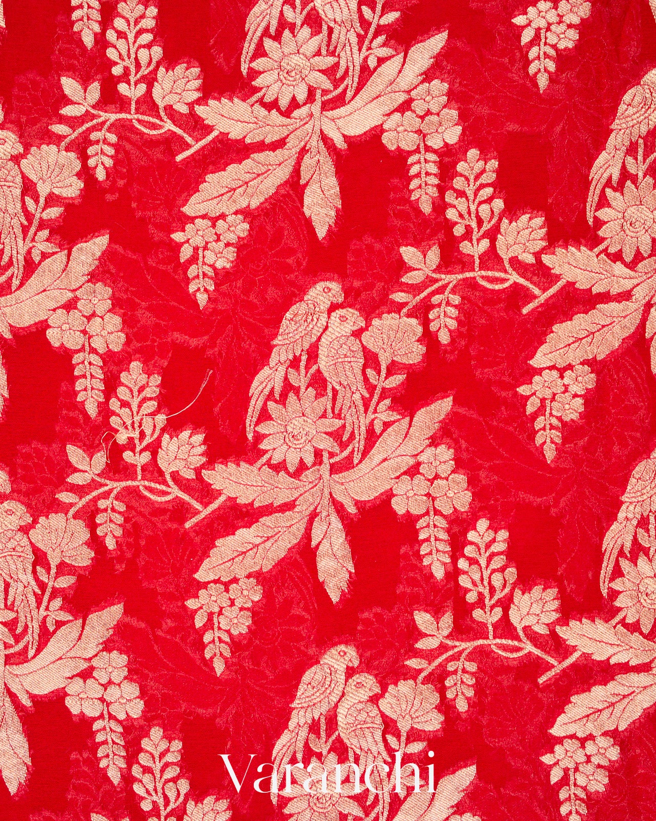 Bright Red Pure Khaddi Georgette Silk Saree