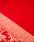 Bright Red Pure Khaddi Georgette Silk Saree