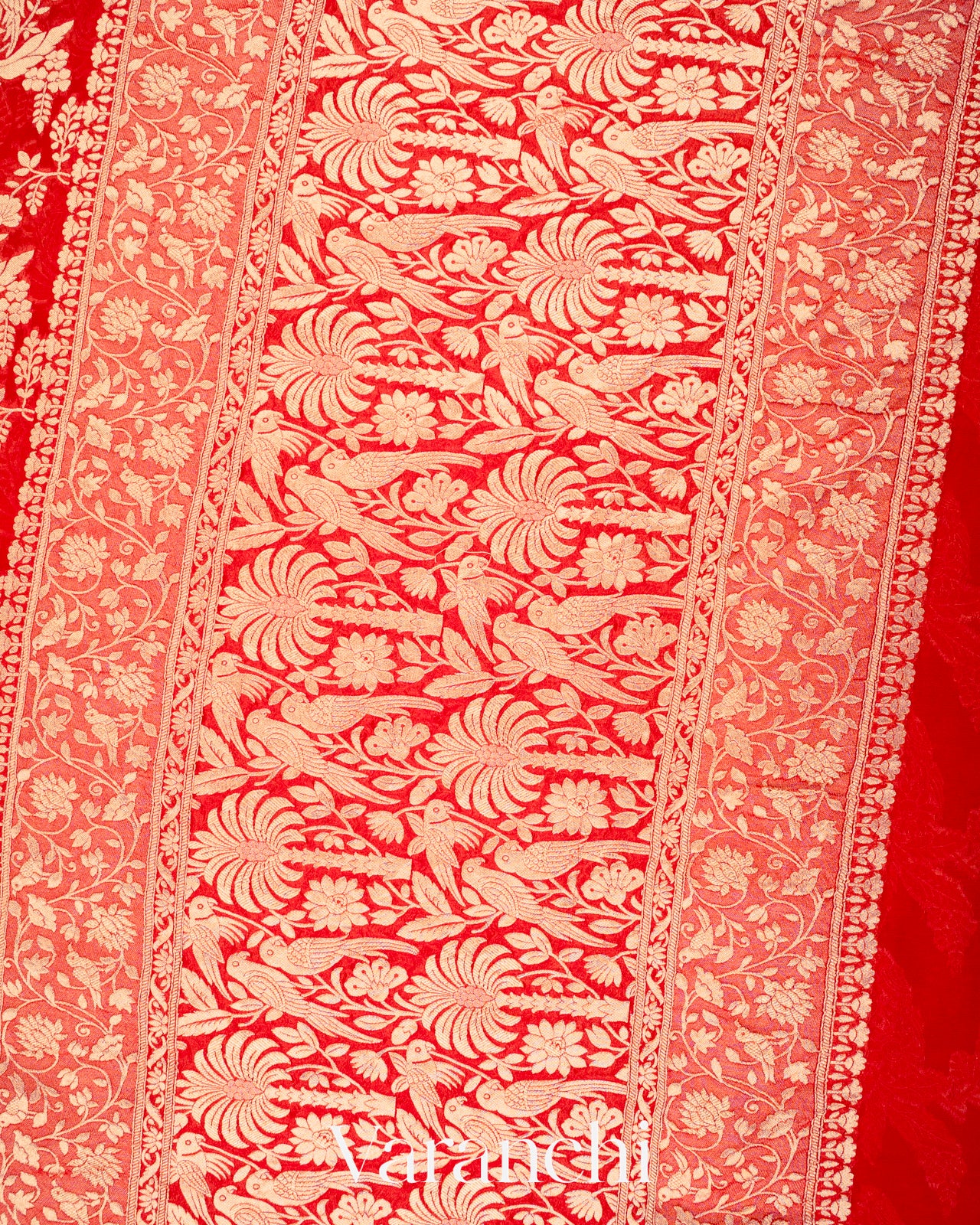 Bright Red Pure Khaddi Georgette Silk Saree