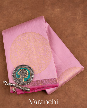 Baby Lavender Vaira Oosi Pure Kanchipuram Silk Handloom Saree