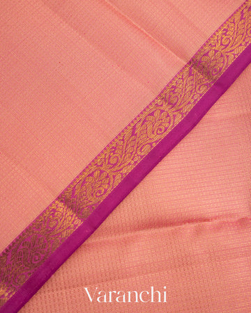 Baby Pink Vaira Oosi Pure Kanchipuram Silk Handloom Saree