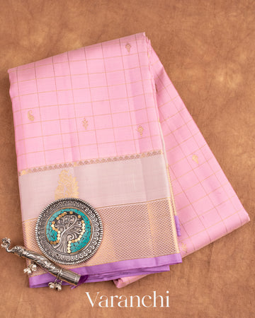 Light Lilac Pure Kanchipuram Silk Handloom Saree