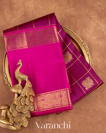 Deep Purple Pure Kanchipuram Silk Handloom Saree