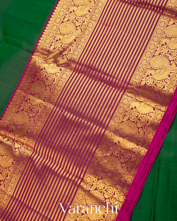 Dark Green Pure Kanchipuram Silk Handloom Saree