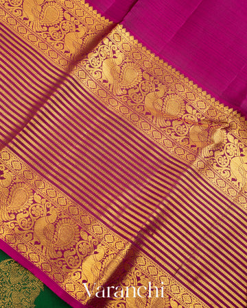Dark Green Pure Kanchipuram Silk Handloom Saree