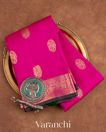Rani Pink Pure Kanchipuram Silk Handloom Saree