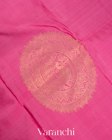 Rose Pink Pure Kanchipuram Silk Handloom Saree
