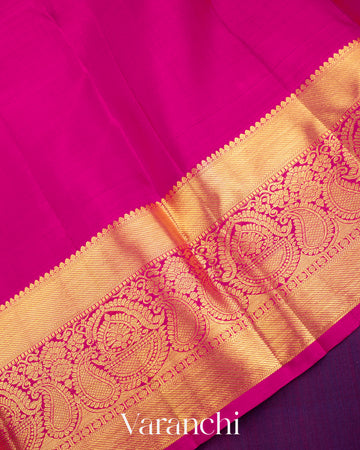 Deep Purple Pure Kanchipuram Silk Handloom Saree