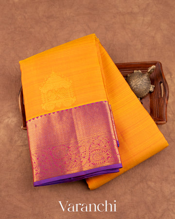 Turmeric Yellow Pure Kanchipuram Silk Handloom Saree