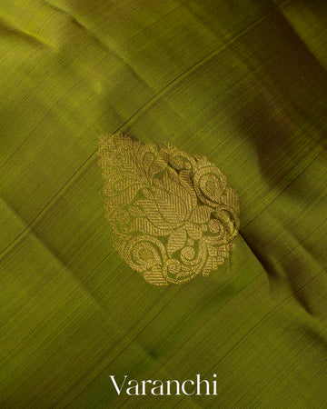 Olive Green Pure Kanchipuram Silk Handloom Saree