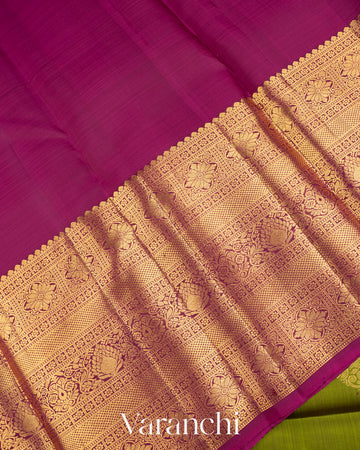 Olive Green Pure Kanchipuram Silk Handloom Saree