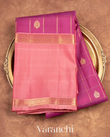 Deep Onion Pink Pure Kanchipuram Silk Handloom Saree