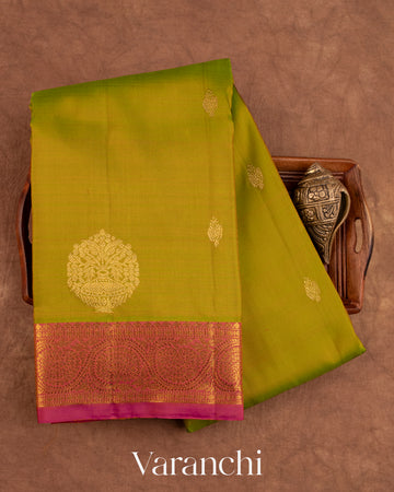 Mehandi Green Pure Kanchipuram Silk Handloom Saree