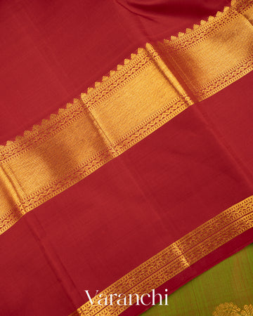 Mehandi Green Pure Kanchipuram Silk Handloom Saree