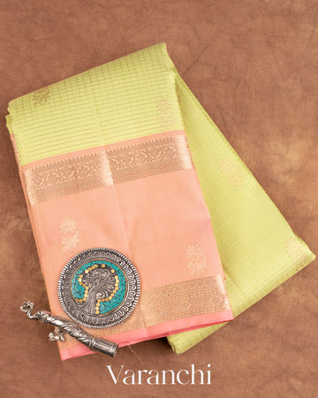 Light Lime Green Pure Kanchipuram Silk Handloom Saree