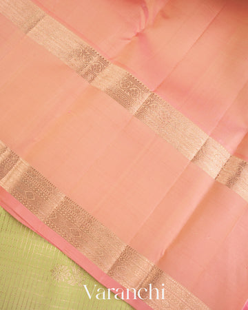 Light Lime Green Pure Kanchipuram Silk Handloom Saree