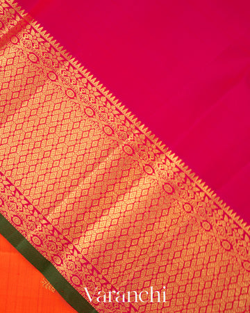 Deep Orange Pure Kanchipuram Silk Handloom Saree