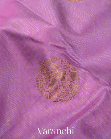 Lavender Vaira Oosi Pure Kanchipuram Silk Handloom Saree