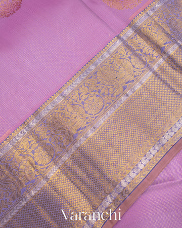 Lavender Vaira Oosi Pure Kanchipuram Silk Handloom Saree