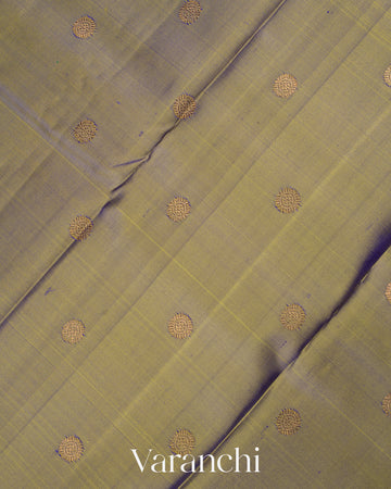 Olive Green Dual Tone Pure Kanchipuram Silk Handloom Saree
