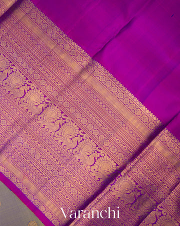 Olive Green Dual Tone Pure Kanchipuram Silk Handloom Saree